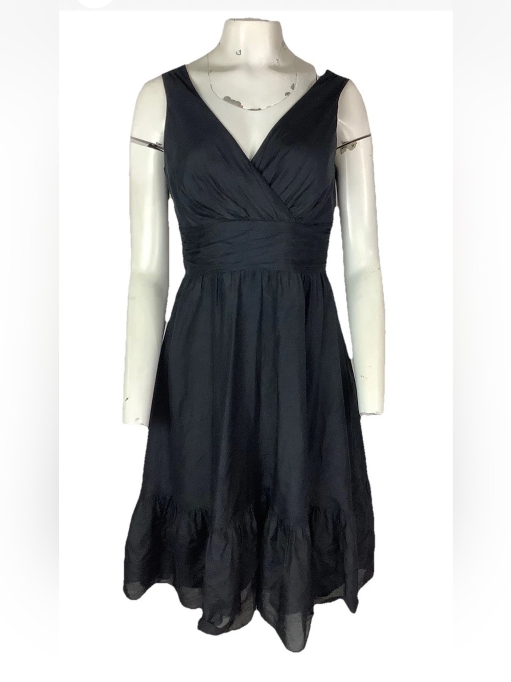 White House Black Market Black Sleeveless V-Neck Midi Dress